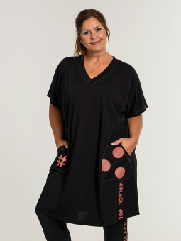 Gozzip Black GABRIELA - Svart jersey tunika med korallfargede print