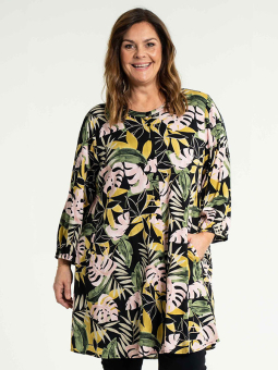 Gozzip ADINA - Svart tunika med blad print