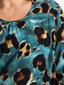 Gozzip THILDE - Petroleum bluse med leopardprint