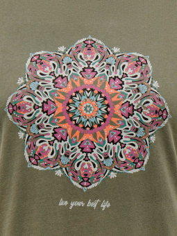 Only Carmakoma MIKO - Grønn bomulls t-skjorte med print