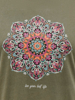Only Carmakoma MIKO - Grønn bomulls t-skjorte med print