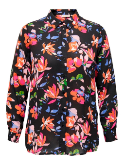 Only Carmakoma ALMA LIFE - Svart skjorte med blomster