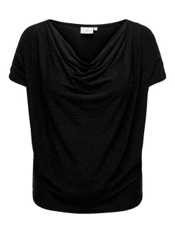 Only Carmakoma DENIA - Sort bluse med glitter striber 