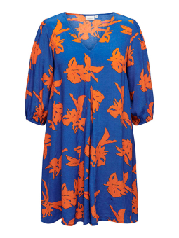 Only Carmakoma DAGNY - Blå kjole med orange print
