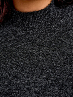 Only Carmakoma EMILIA - Lang grå strikket kjole med høy hals