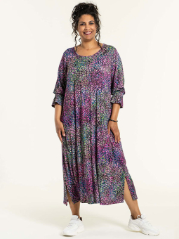 Studio Bodil - Lang jerseykjole i lilla print med små blomster