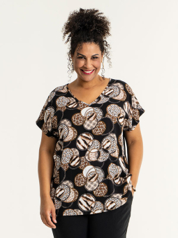 Studio Rikke - Svart bluse med dyreprint