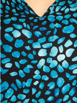 Studio EMMY - Svart bluse med petroleums mønster