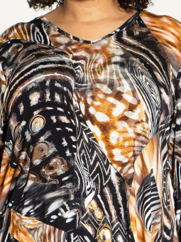 Studio BERIT - Bluse med svart og brunt print