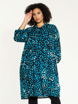 Studio LISE - Svart kjole med petroleumsblått mønster