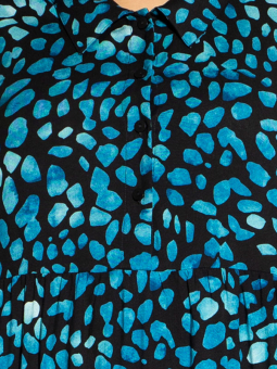 Studio LISE - Svart kjole med petroleumsblått mønster