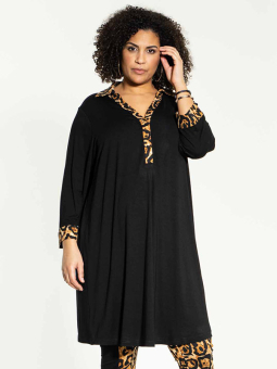 Studio DAISI - Svart tunika med leoparddetajler